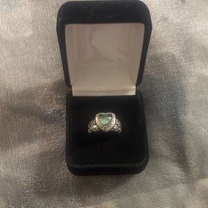 Tocara Stainless Steel Heart Ring with Synthetic Gemstone